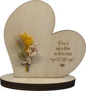 Tekstbord en droogbloemen Wil je mijn PEETTANTE zijn? | beige | hart | peettante vragen | peettante worden | meter vragen | meter worden | cadeau | doosje met een vraag