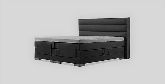 Soft bedden Elektrische Boxspring - 180x210 - Incl. Horizontaal hoofdbord - Gitzwart met plint