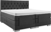 Soft bedden Elektrische Boxspring - 200x210 - Incl. Gecapitonneerd hoofdbord - Antraciet met plint