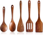 5 pièces spatule cuillère de cuisine en bois avec trou ensemble de gadgets de cuisine ustensiles de cuisine en bois cuillère en bois ustensiles de cuisine cuillère de cuisine en plastique bois d'olivier aide de cuisine ustensiles de cuisine
