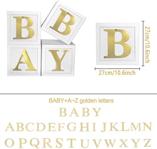 Boîtes de Shower Bébé 30 lettres dorées - Boîtes de fête prénatale