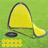 Pop-up voetbaldoel, 1,8 m breed met grondanker, reflecterende randen en 10 hoedjes, draagbaar en gemakkelijk op te stellen, 1 stuks