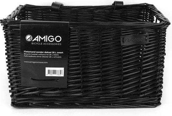 Amigo fietsmand – 26 liter – riet – zwart
