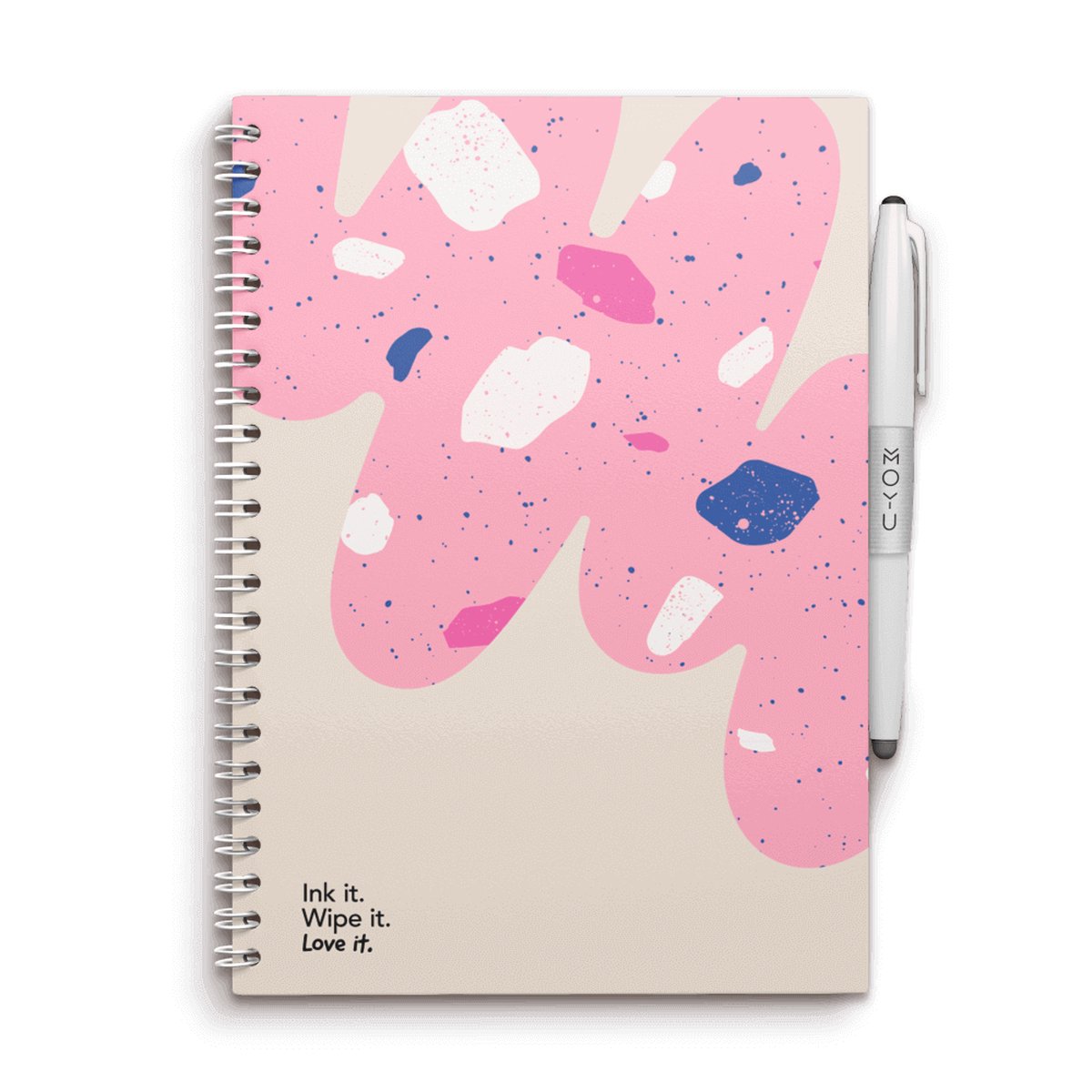 MOYU - Flamingo Desert Notebook - Uitwisbaar Notitieboek A5 Hardcover - Multifunctionele pagina’s - Inclusief uitwisbare pen, houder en wisdoekje