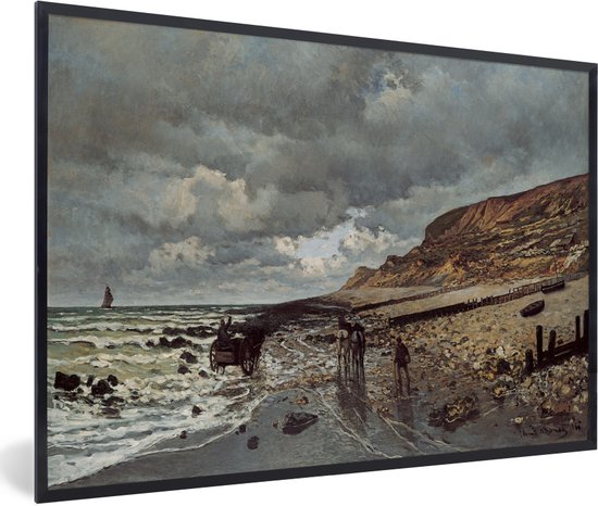 Fotolijst incl. Poster - Kaap van de Hève bij eb - Schilderij van Claude Monet - 30x20 cm - Posterlijst