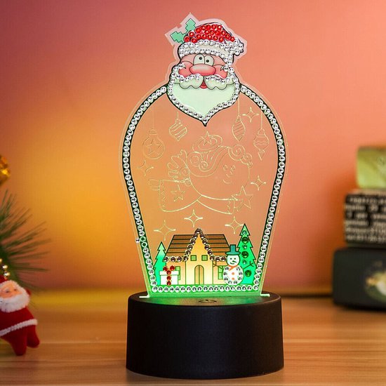 Peinture Diamond - Lampe de Noël 3D - Décoration de Noël avec lumière -  Père Noël