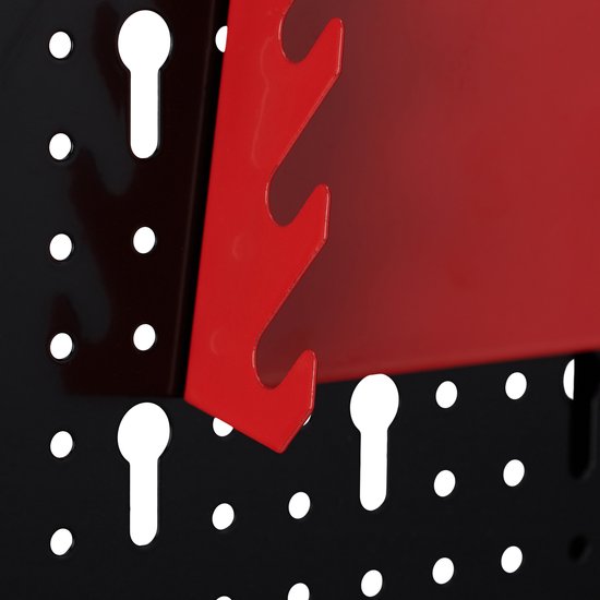 Relaxdays Panneau Perforé En Métal, 25 Pièces, Montage Mural, H X L X P 60 X 118 X 2 Cm Noir Et Rouge 74055855