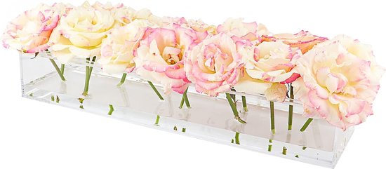 Duidelijke bloemenvaas tafel middenstuk 37cm lang lage hoogte acryl vaas rechthoek bloemstuk voor eettafel middenstukken bruiloft huisdecoratie
