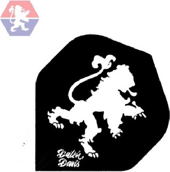 Dutch Darts Flight Zwarte Leeuw per set van 3 stuks 100 micron bol