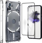 Casemania Hoesje Geschikt voor Nothing Phone 2 Transparant & Volledig Dekkend Glazen Screenprotector - Anti Shock Back Cover