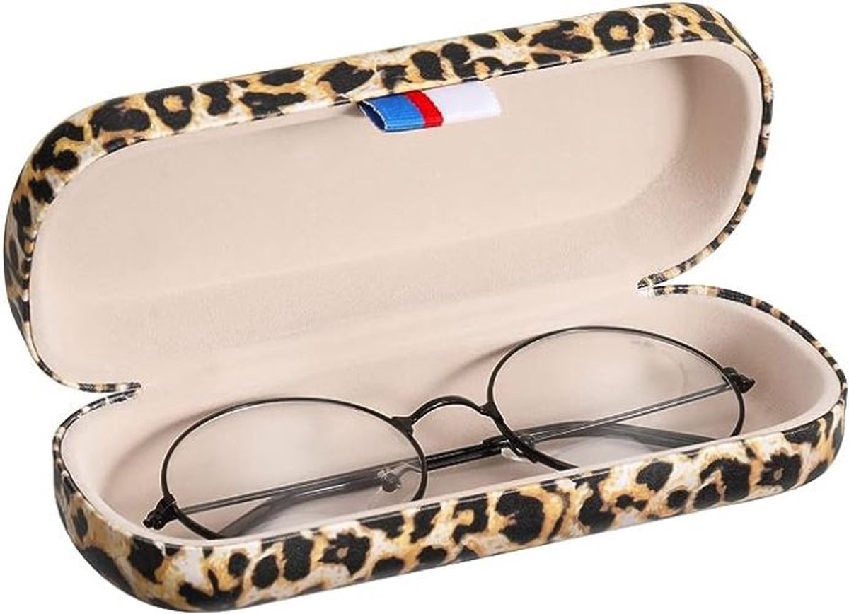 Hardcase brillenkoker, PU lederen brillenetui, krasbestendige draagbare brillenbox met reinigingsdoek, harde schaal, etui, brillenorganizer, brillenopslag voor zonnebril leesbril