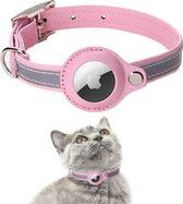 AirTag halsband kat - Leren kattenbandje - AirTag - Reflecterend - Halsband kat - Kitten - Inclusief schroevendraaier - Roze