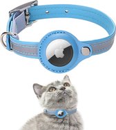 AirTag halsband kat - Leren kattenbandje - AirTag - Reflecterend - Halsband kat - Kitten - Inclusief schroevendraaier - Blauw