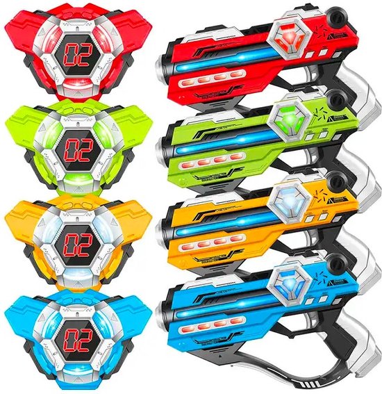 LaserTag Set 2 Pistole Con Gilet Per Bambini - Gioco A Infrarossi Per 2 Giocatori, Attività Indoor/Outdoor, Regalo Per 6-12 Anni (Rosso E Blu)