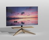 Cavus Tv Vloerstandaard Cross 80B - Design Tv Meubel Eikenhout en Trendy Zwart Staal - Geschikt voor 32-65 Inch Tv met VESA 400x400