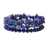 Marama - armbanden set Lapis lazuli - set van 3 - elastische armbanden - 17-20 cm - edelsteen -damesarmband - blauw
