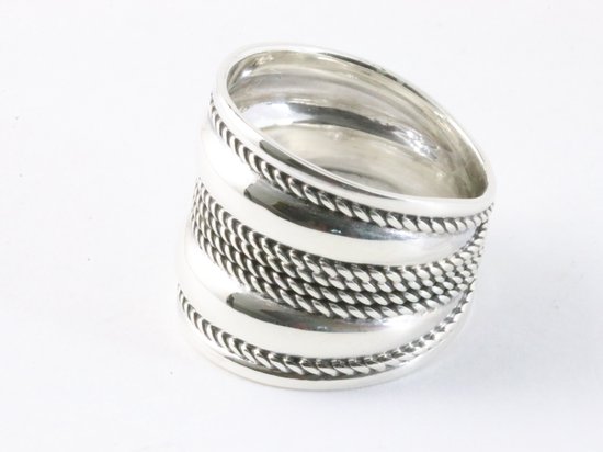 NicoWerk SRI734 Zilveren damesring, vintage, 925 sterling zilver, zwart