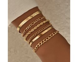 Sorprese armband - Lusso - goud - armband dames - 6-delig - cadeau - Model R - Cadeau Sorprese armband - Lusso - goud - armband dames - 6-delig - cadeau - Model R - Cadeau