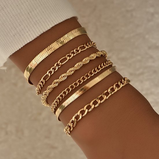 Sorprese armband - Lusso - goud - armband dames - 6-delig - cadeau - Model R - Cadeau