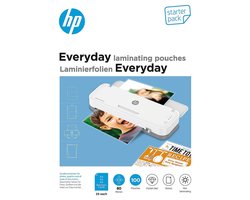 HP 9158 Everyday Lamineerfolies Starter Set - Lamineerhoezen voor Warm Lamineren - DIN A4, DIN A5, DIN A6, visitekaartjes - Transparant - 80 Micron - 100 Stuks