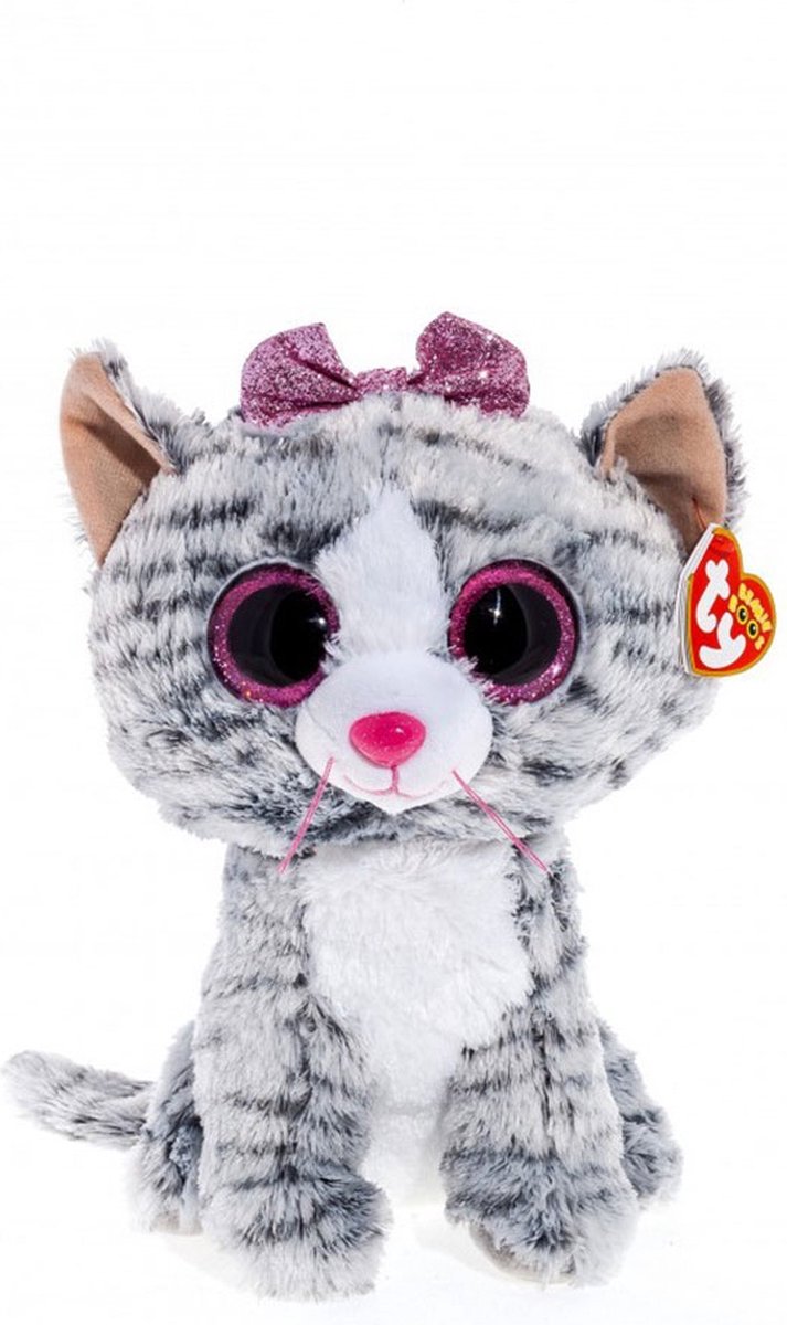 Ty Beanie Boo's Kiki pluche grijs kat knuffel 15 cm — afbeelding 3