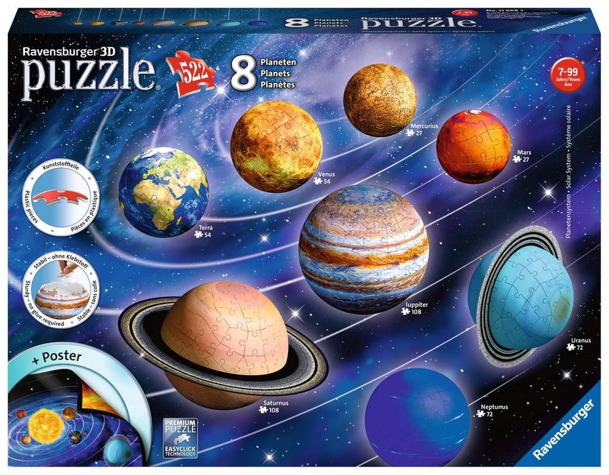Ravensburger 3D Zonnestelsel - 3D puzzel - 27/54/72/108 stukjes — afbeelding 20