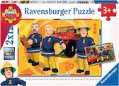 Ravensburger puzzel Brandweerman Sam aan het werk- 2x12 stukjes - kinderpuzzel