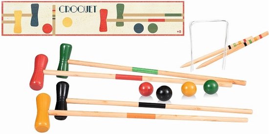 GICO kwaliteits-croquetset 2x100,4x80 Family - het speelplezier voor buiten/in de tuin met kwalitatieve spelen van massief hout voor - 3236