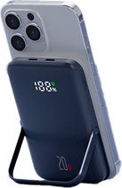 Provice® Magsafe Powerbank 10.000 mAh - Voor iPhone 12 / 13 / 14 - Draadloos Opladen - Met Standaard - Donker Blauw