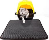 Tapis de litière pour chat design double couche abeille nid d'abeille tapis de toilette pour chat Eva tapis de nettoyage imperméable et antidérapant pour chat, lavable, 40 x 50 cm
