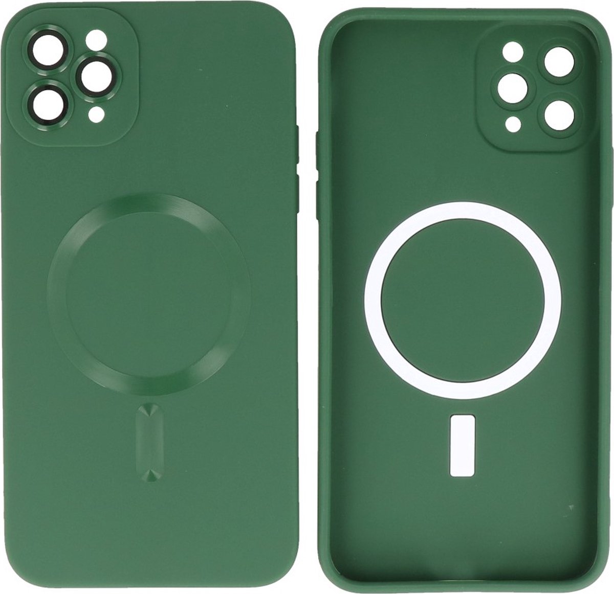 MagSafe Hoesje - Backcover met Camera Beschermer voor de iPhone 11 Pro - Donker Groen