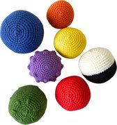 Manine Montessori Sensorisch speelgoed: set van 7 zachte gehaakte ballen voor baby/peuter/kleuter spelletjes