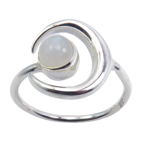 Natuursieraad - 925 zilver maansteen ring 18.25 mm - luxe edelsteen sieraad - handgemaakt