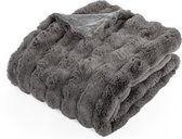 Tiseco - Deken BUBBLE - imitatie konijnenbont plaid - 130x170 cm - Grijs