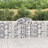 The Living Store Schanskorf Gabion - Decoratieve Geluidsisolerende Tuinbarrière - 200 x 30 x 100/120 cm - Stabiele Constructie - Zilverkleurig