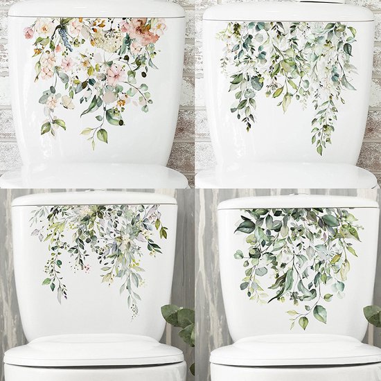 Muursticker Planten - Bloemen - Botanisch - Stickers - 4 stuks - Wanddecoratie - Meubelstickers - Badkamerstickers - Toilet stickers - Stickerkamer®