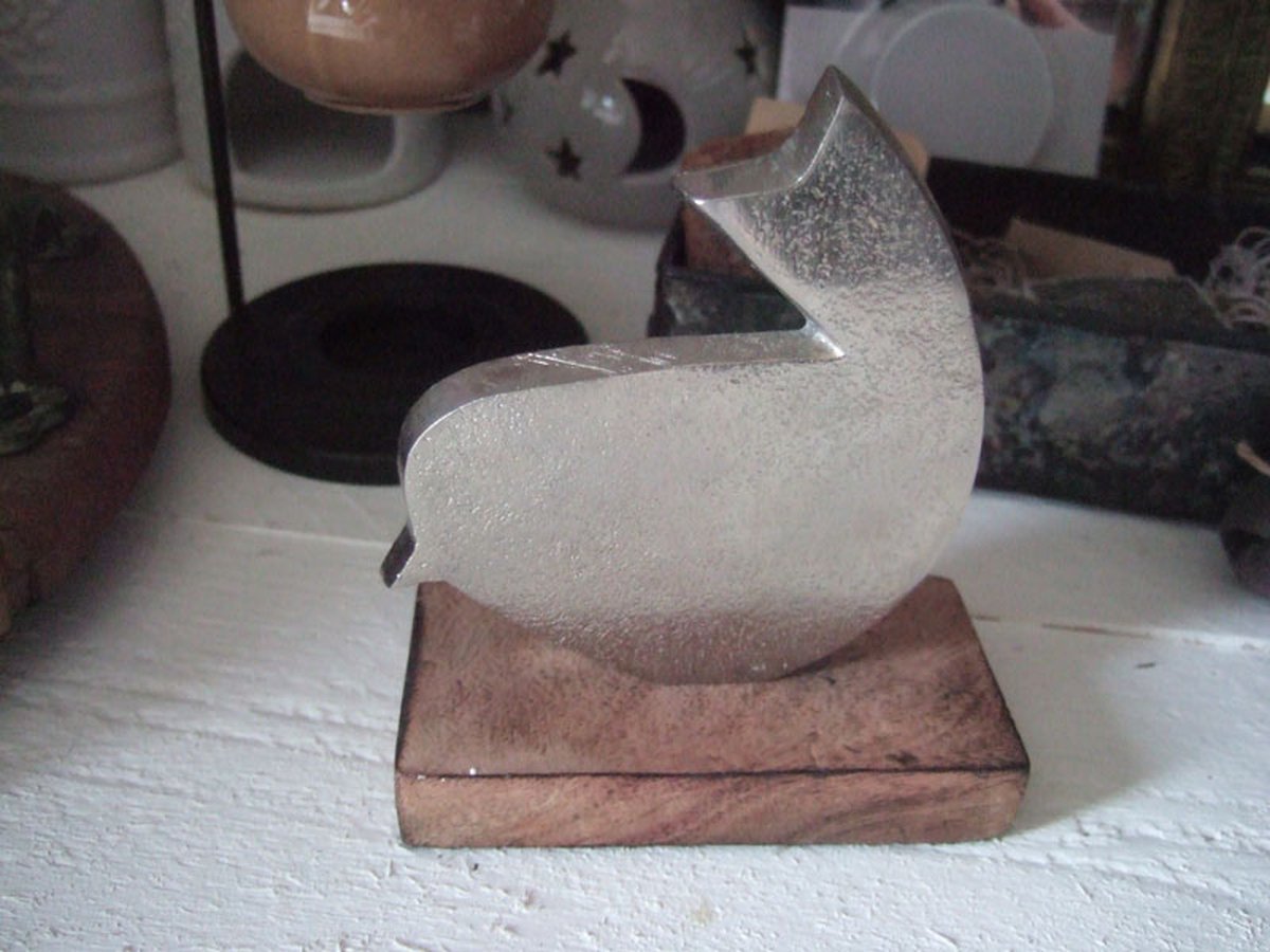 Aluminium vogel op houdertje