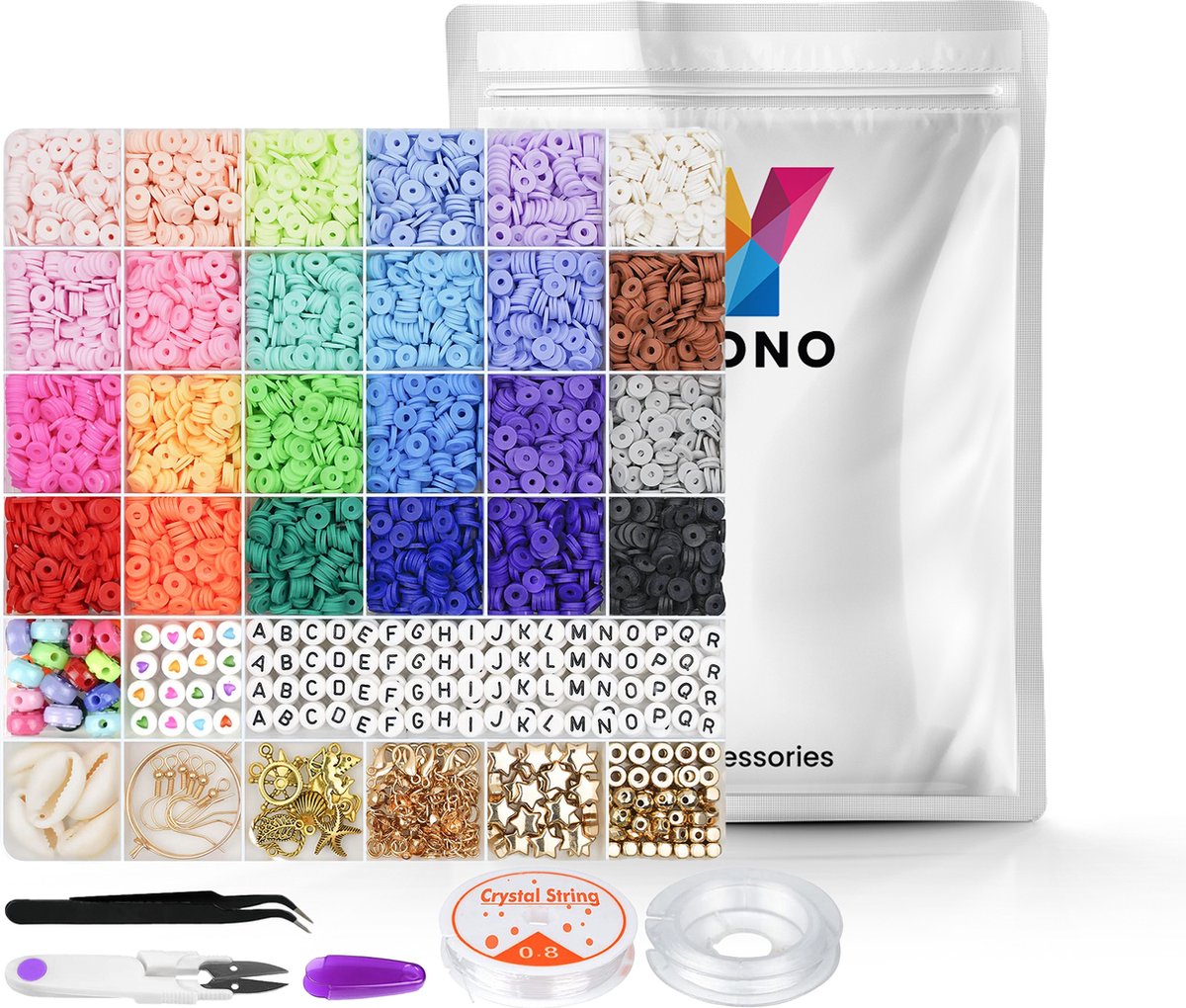 YONO Kralen Set Kinderen 6000-delig - Knutselen Meisjes - Sieraden Maken Pakket - Kettingen - Armbanden - Oorbellen - Knutselpakket XL — afbeelding 6