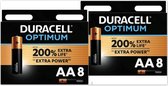 2x Duracell Alkaline Optimum Batterij AA 8 Pack