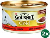 Gourmet gold cassolettes duet van vlees in saus met tomaten kattenvoer 48x 24x85 gr