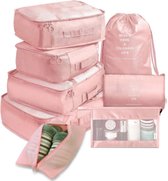 Pazzo Goods - Cubes d'emballage - 8 pièces - Rose - Ensemble organisateur de valise - Rangement pour sièges-auto de bagages - Organisateur de sac à dos de voyage