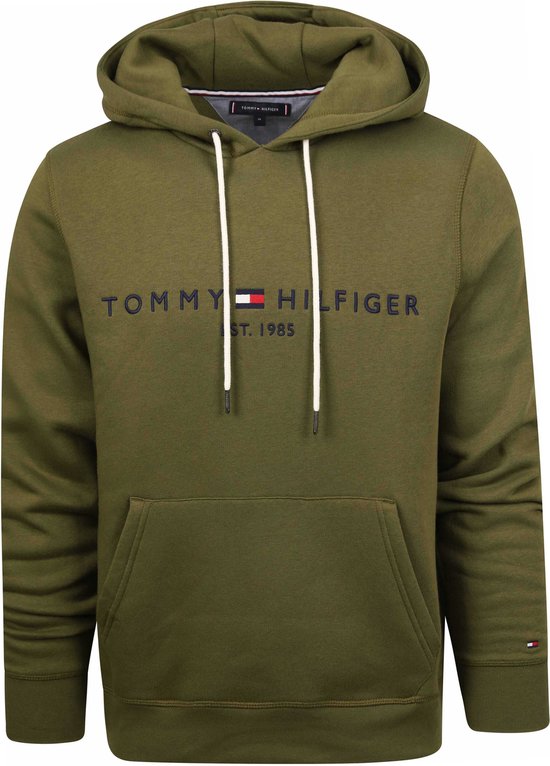 Tommy Hilfiger - Sweat à capuche Logo Vert Olive - Homme - Taille L - Coupe  régulière | bol