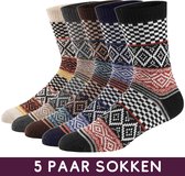 Winkrs© Sokken set Nordic - Set van 5 paar warme winter sokken met Noorse designs - Maat 36 tot 40