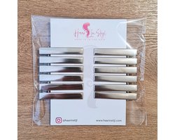 Haar in Stijl® | 12 stuks Zilver Platte Extra Sterke Metalen haarclips met tanden | Krokodillen haarklem | Styling haar tools klem | Beauty Salon