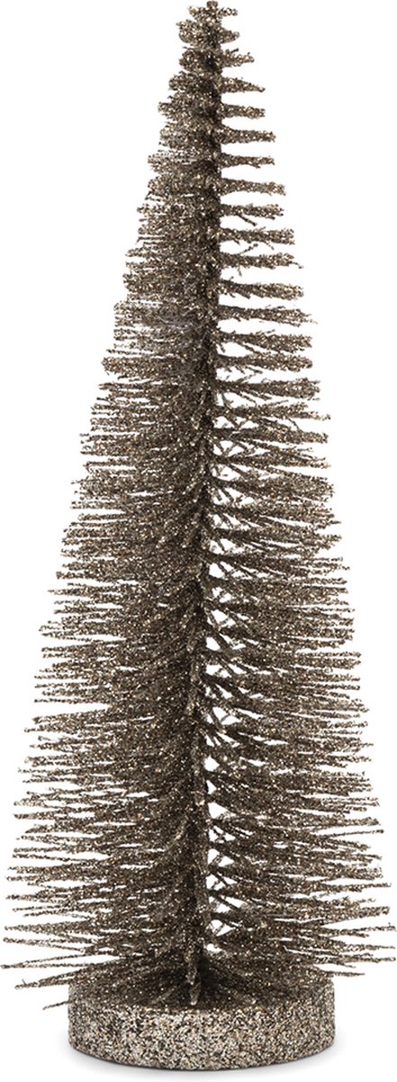 Riviera Maison Kerst Beeldje, Glitter kerstboom, Statue, Figur - Glitter Glamour Tree S - goud - Hout