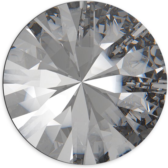Dibond Muurcirkel - Close-up van Glimmende Diamant - 70x70 cm Foto op Aluminium Muurcirkel (met ophangsysteem)