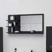 The Living Store Wandspiegel - 90 x 10.5 x 45 cm - Hoogglans zwart - Spaanplaat en acryl
