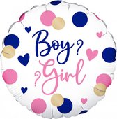 Folieballon - Ballonnen - Gender reveal versiering - Decoratie - Jongen of meisje - 45 cm - Blauw/roze/wit