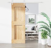 The Living Store Schuifdeur Massief grenenhout - 70 x 3.6 x 210 cm - Stil en soepel schuiven - Ruimtebesparend - Geschikt voor houten en betonnen muren