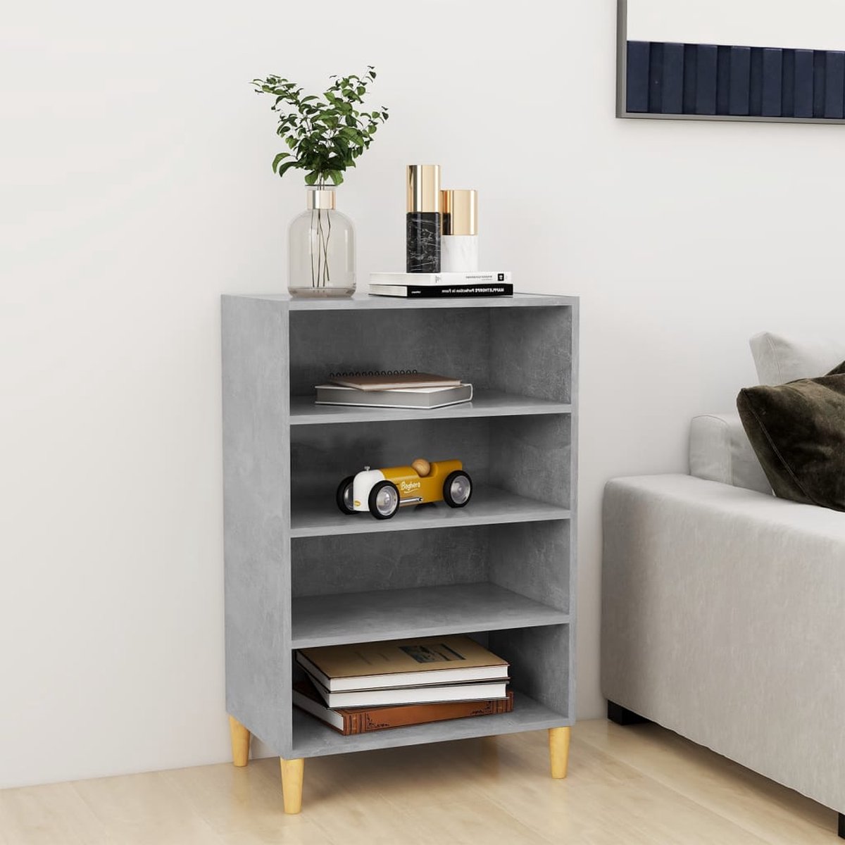 The Living Store Dressoir - Betongrijs - 57 x 35 x 90 cm - Stevig en Duurzaam - Montage vereist